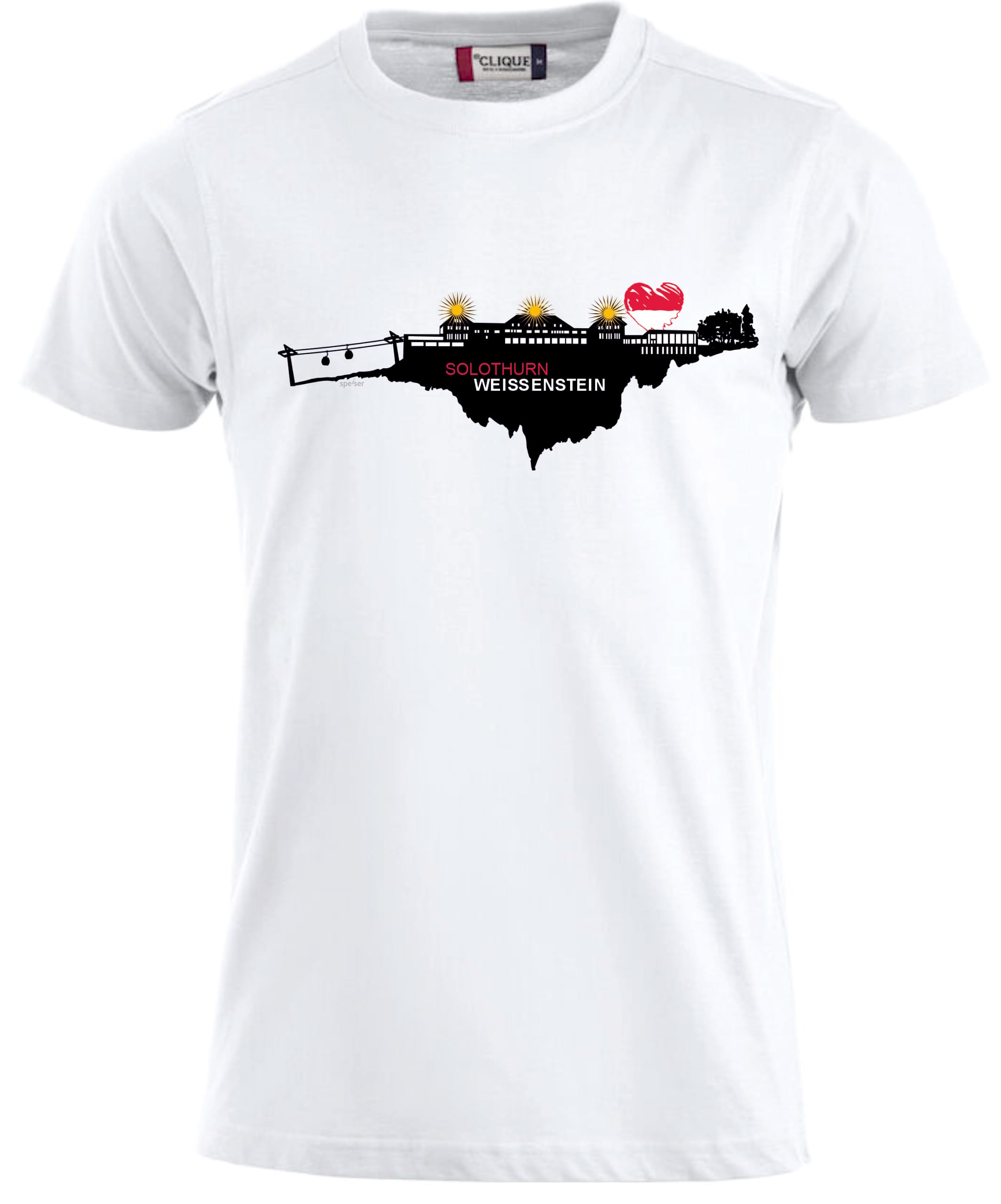 Solothurner T-Shirt <BR> Weissenstein <BR> "Die drü höuschte mit Göiferlätsch"